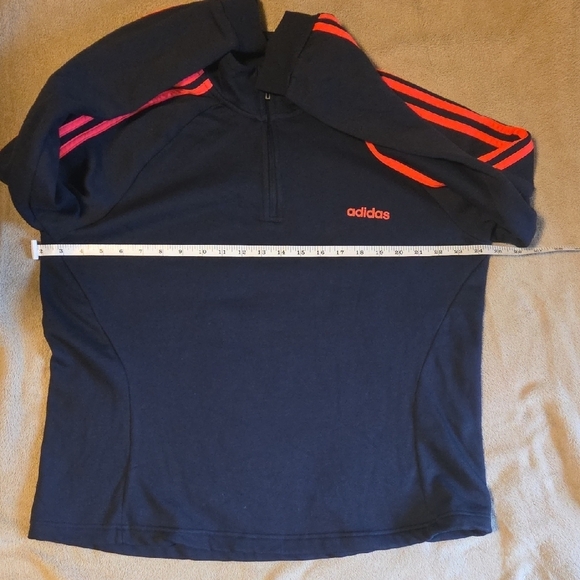 Adidas Women's Navy Blue Zip-Up Sweater with Vibrant Orange Accents - Picture 5 of 8